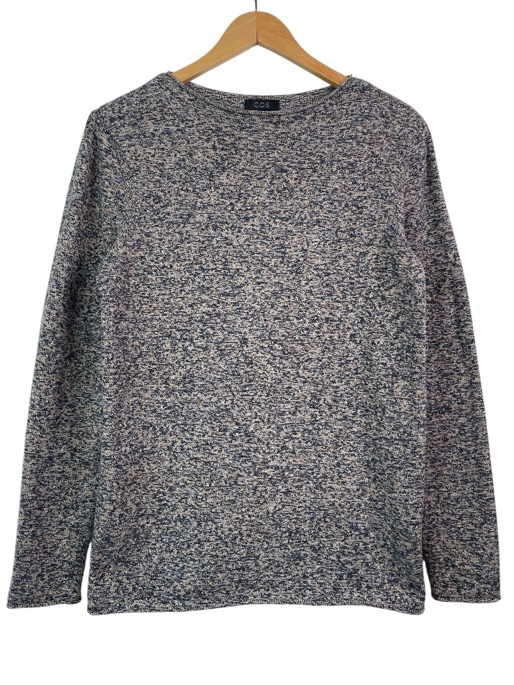 COS Women’s Rolled Trim Pullover Marled Knit Minimalist Cotton Sweater Size XS